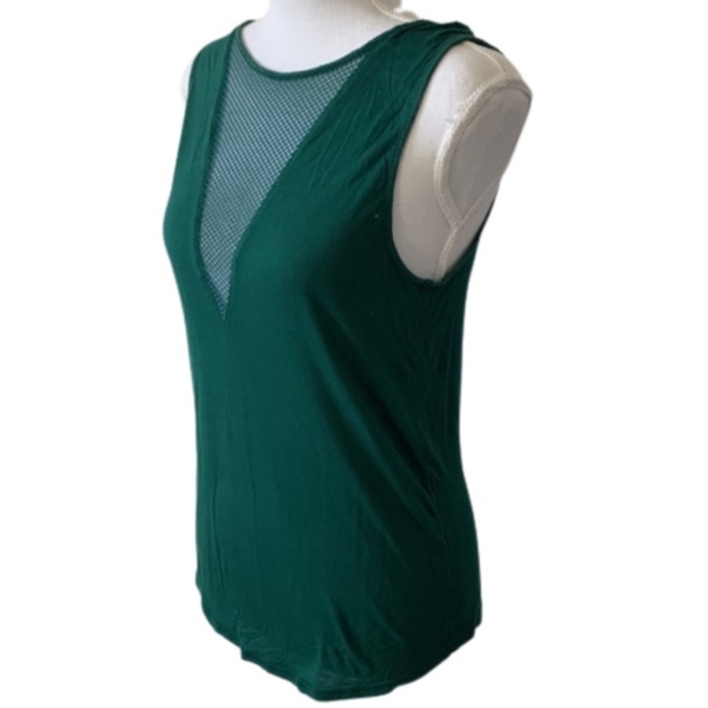 ALO Yoga Green Warmup V-Neck Mesh Athletic Tank Top S